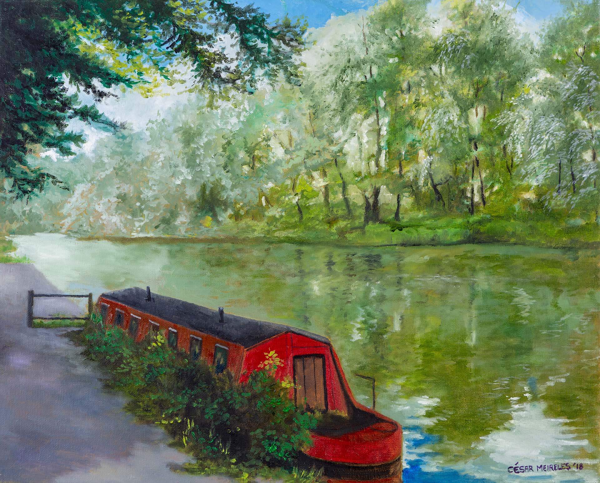 cesar meireles art - Barge on the Thames - Sonning - England - fine art print